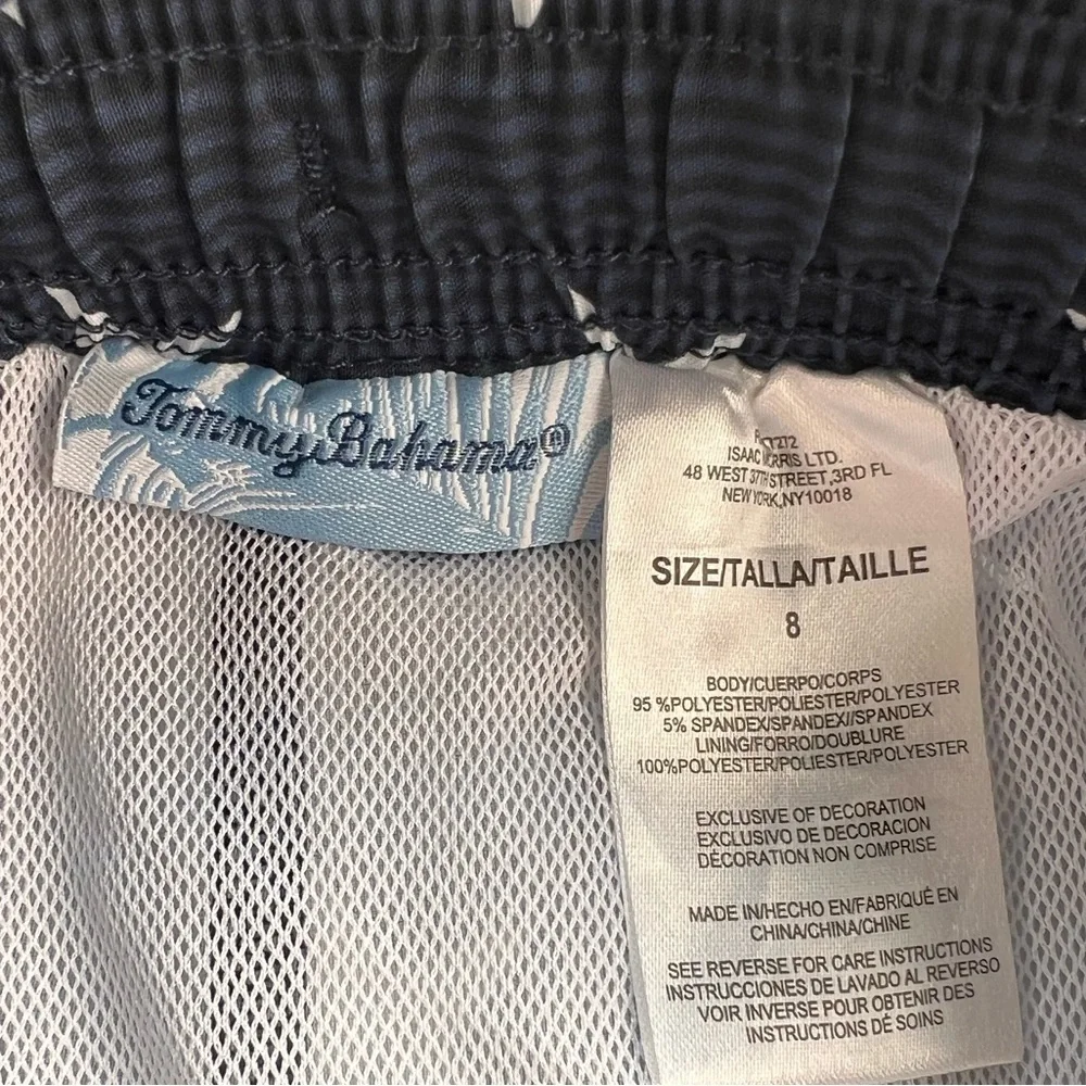 Tommy Bahama Boys Swim Shorts Trunks Red White Blue Pocket UV50 Sz 8